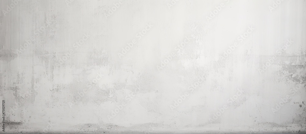 A close up of a rectangular white wall with a gray textured pattern resembling cumulus clouds on a misty landscape. The wood grain adds a unique horizon font, creating a hazy atmosphere - obrazy, fototapety, plakaty 