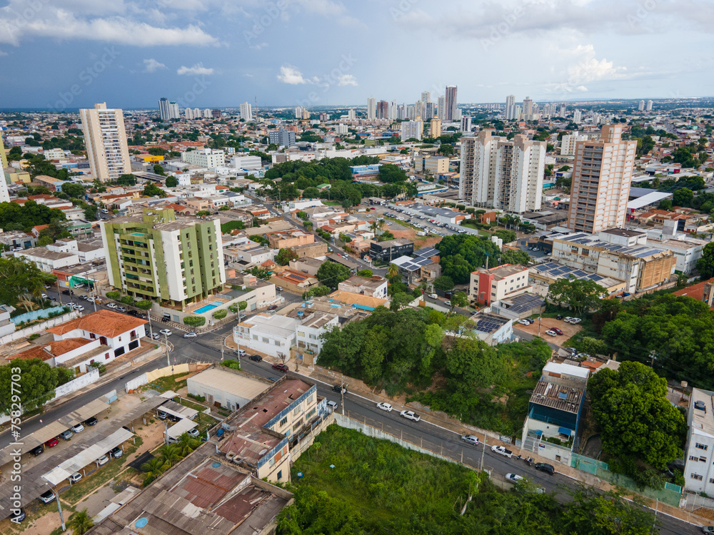 Fototapeta premium Aerial city scape in summer in Cuiaba Mato Grosso