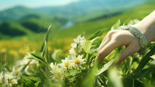 woman flower in a field of flowers