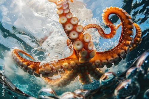 Captivating underwater view of an octopus photo