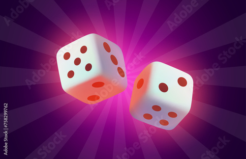 Casino dice game icon, game of dice, luck in the game. Vector illustration