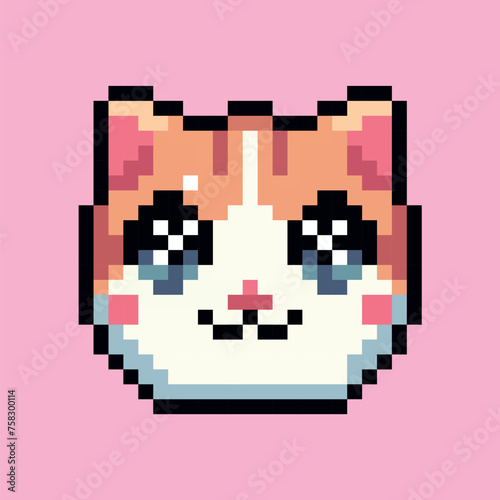 Cat-orange-Pixel-Art-Background-Pink