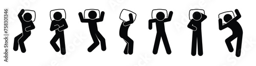 sleeping people, man icon, sleeping position