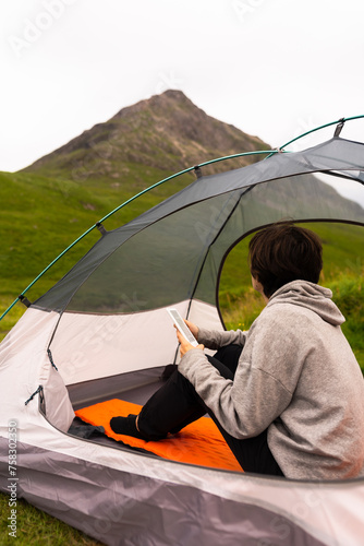 Valley Vista: Tent and Highland Beauty, Where the Mountains Echo Whispers of the Past