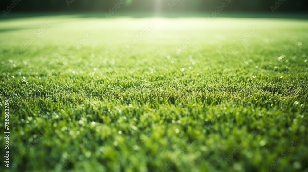 Soccer field with artificial turf, green synthetic grass and goal for optimal sports ground