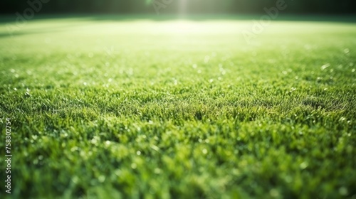 Soccer field with artificial turf, green synthetic grass and goal for optimal sports ground