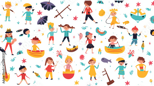 A whimsical pattern of children playing pirates sup
