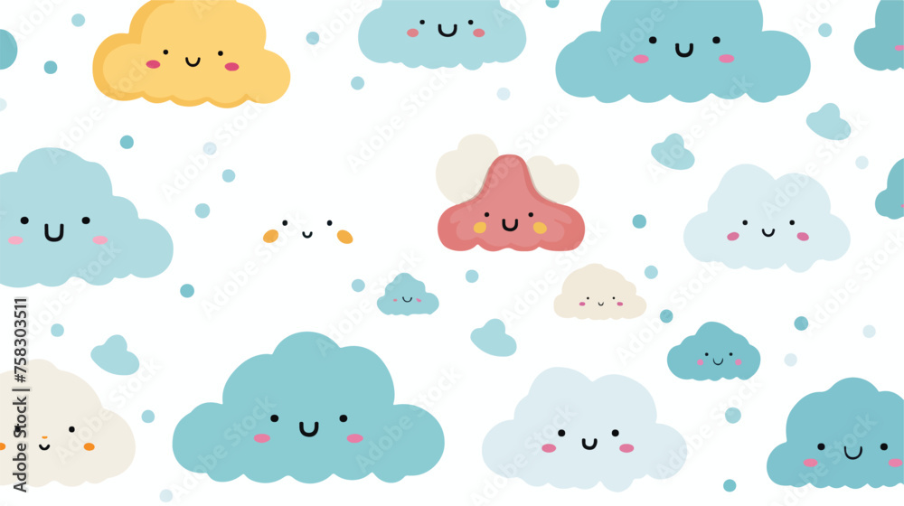 A whimsical pattern of clouds in different shapes w