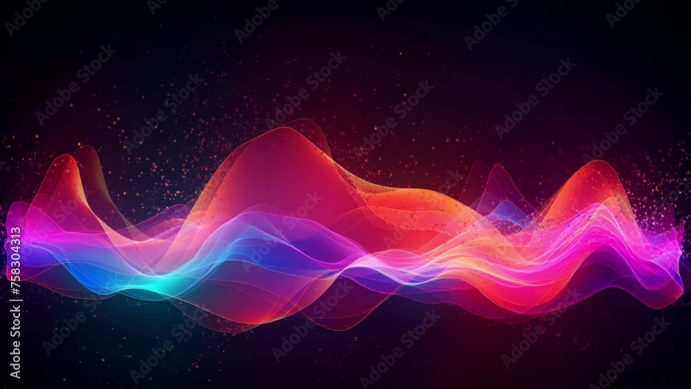 Seamless digital music equalizer audio waves, with flashing disco effect; is perfect for background projects; 4k virtual video animation.