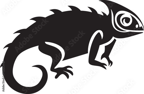 Camo Cryptic: Stealthy Chameleon Logo Emblem Inky Invisibility: Chameleon Silhouette Vector Icon