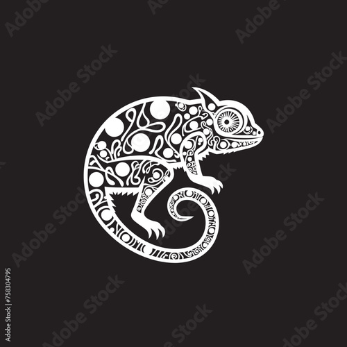 Inky Invisibility: Chameleon Silhouette Vector Icon Obscured Adaptation: Black Chameleon Logo Design