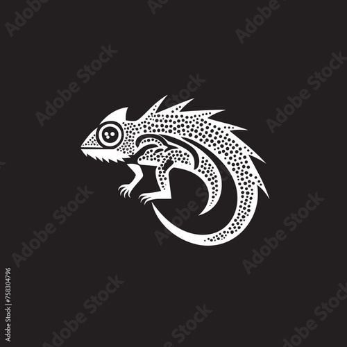Abyssal Adaptation: Black Chameleon Emblem Icon Stealthy Shapeshifter: Chameleon in Dark Logo Design