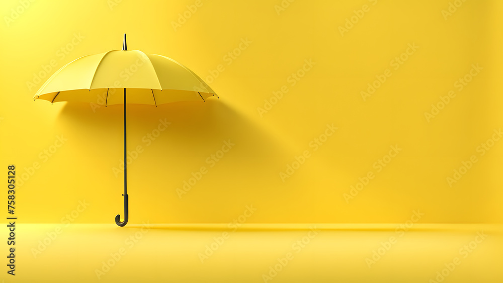 3D Yellow Umbrella Offering Shelter for Travel and Legal Consultancy Firms - obrazy, fototapety, plakaty 