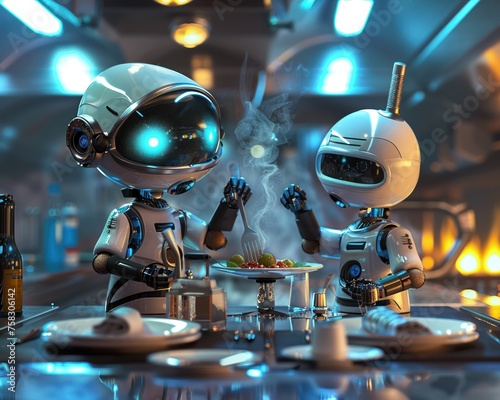 Fototapeta Naklejka Na Ścianę i Meble -  3D Illustrate of From molecular gastronomy to interstellar fusion cuisine