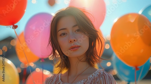 Woman Standing in Front of Balloons