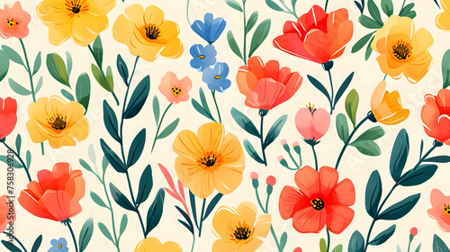pattern with tulips #758306928