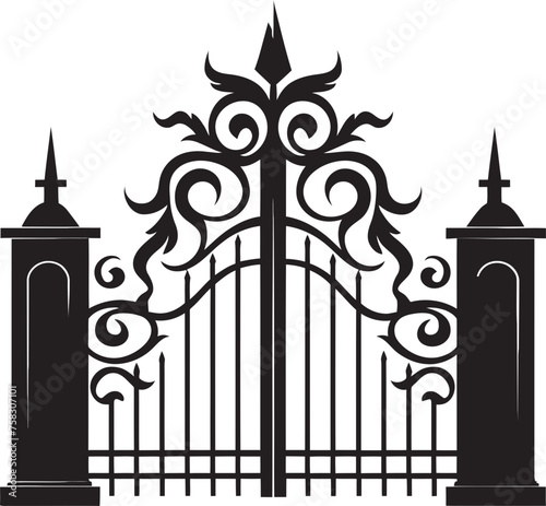 "Divine Thresholds: Church Gates Featuring Scrolls and Iconic Black Logo Vectors" "Soulful Symbols: Church Entrances Decorated with Scrolls and Bold Black Logo Vectors"