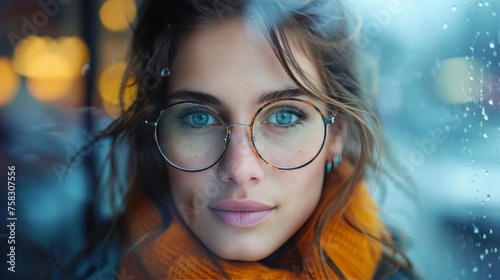 Woman Wearing Glasses and Scarf on City Street