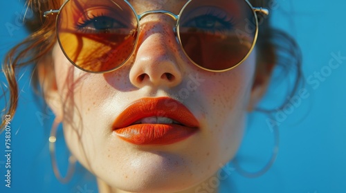Close Up of Woman Wearing Sunglasses