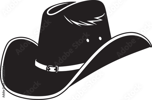 "Frontier Emblem: Cowboy Hat Vector Black Logo Icon for Trailblazers" "Sartorial Symbol: Cowboy Hat Black Logo Vector for Classic Cowboys"