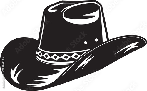 "Rustic Royalty: Cowboy Hat Icon in Bold Black Logo Vector" "Saddle Up Sophistication: Cowboy Hat Vector Black Logo for Retro Vibes"
