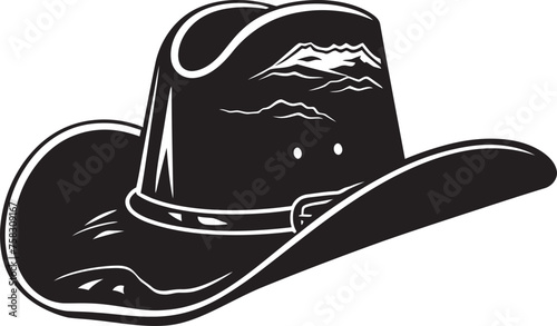 "Trailblazing Trademark: Cowboy Hat Black Logo Vector Icon for Authentic Appeal" "Vintage Vanguard: Cowboy Hat Icon in Bold Black Logo Vector Design"