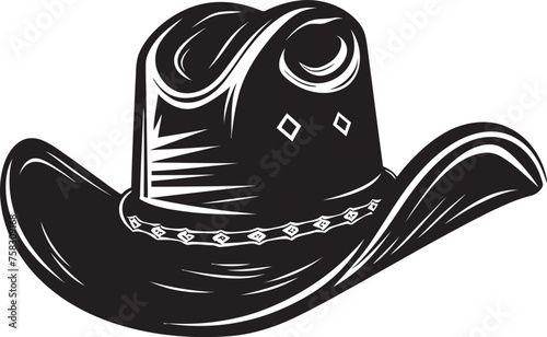 "Vintage Vanguard: Cowboy Hat Icon in Bold Black Logo Vector Design" "Iconic Outfitting: Cowboy Hat Vector Black Logo for Rugged Individualism"