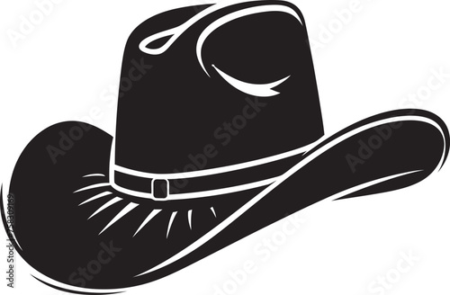 "Iconic Outfitting: Cowboy Hat Vector Black Logo for Rugged Individualism" "Urban Wrangler: Cowboy Hat Black Logo Vector Icon for Modern Mavericks"