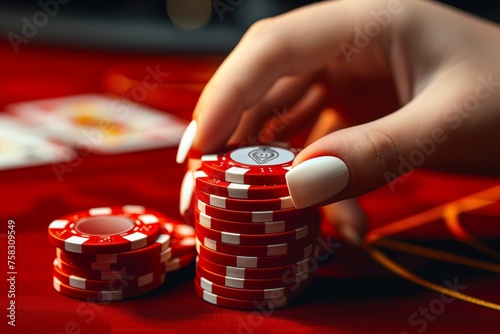 Casino chips. Background with selective focus and copy space