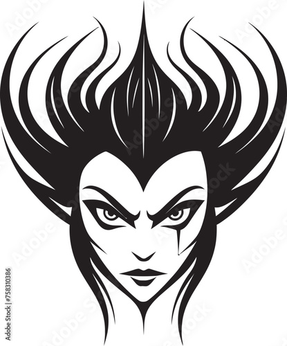"Veiled Vengeance: Creepy Female Witch Icon Design" "Crimson Cauldron: Sinister Witch Monster Logo"