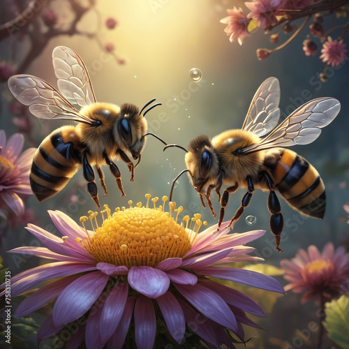 Bee making honey in hive