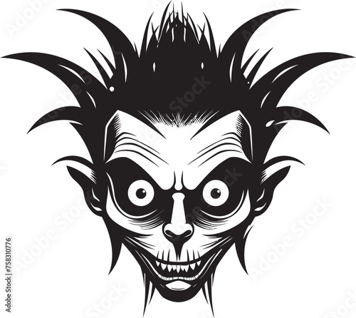 "Twilight's Temptation: Creepy Female Witch Emblem in Black" "Cryptic Coven: Sinister Witch Vector Icon"