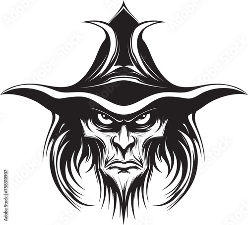 "Cryptic Coven: Gothic Female Witch Logo Design" "Veiled Vengeance: Creepy Witch Vector Icon"