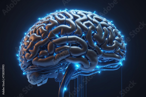Scientifical illustration of human brain