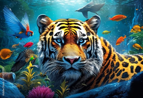 illustration, captivating animal behavior displayed nature, wildlife, creatures, instinct, habits, movement, communication, social photo