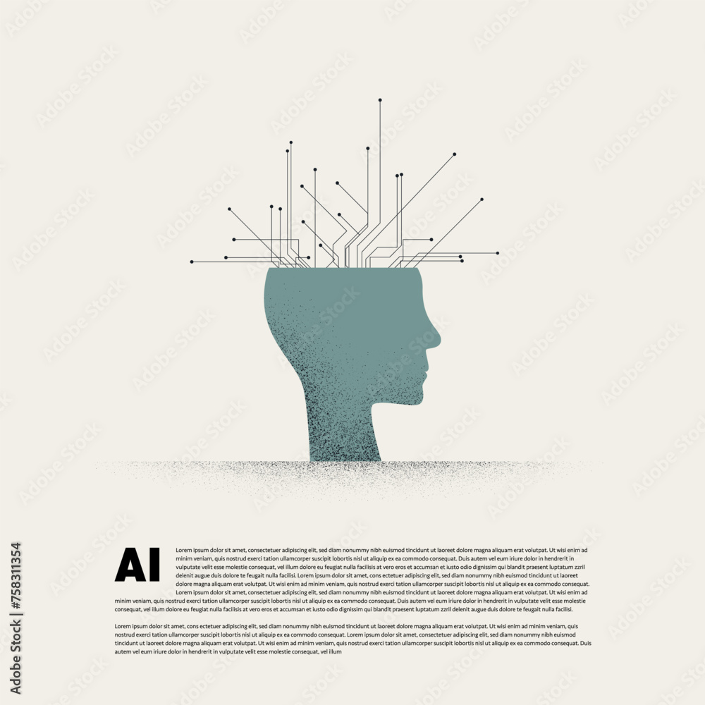 Artificial intelligence vector concept illustration. Symbol of new technology, innovation. Minimal design.