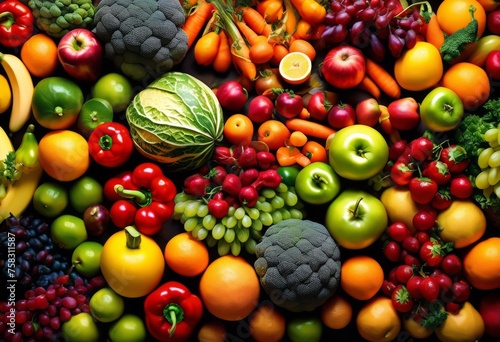 illustration, vibrant fruits vegetables showcasing health benefits plant based eating,  vibrant,  colorful,  nutritious,  fresh,  organic,  natural,  produce