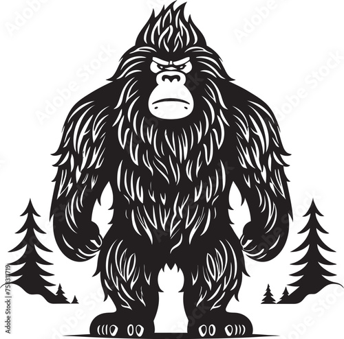 "Sasquatch Symphony: Mystical Bigfoot Vector Logo" "Friendly Forest Friend: Adorable Bigfoot Emblem"