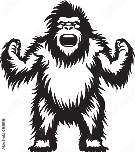 "Friendly Forest Friend: Adorable Bigfoot Emblem" "Whimsical Wilderness Warden: Playful Fullbody Bigfoot Logo"