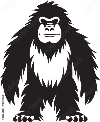 "Friendly Forest Folklore: Mystical Sasquatch Symbol" "Whimsical Wilderness Warden: Adorable Fullbody Bigfoot Logo in Black"