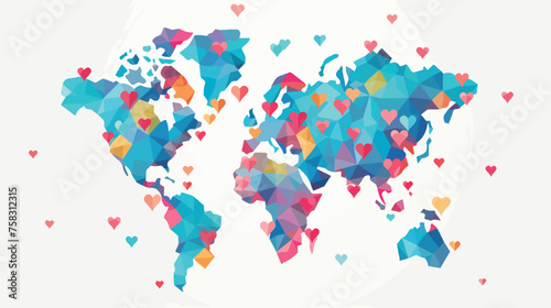 A world map with hearts marking dream travel destin