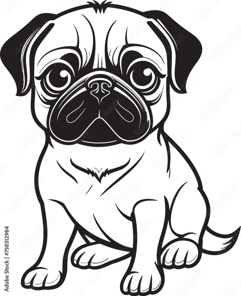 Obraz premium Pug Joy: Playful Icon Vector Art Pug Euphoria: Dynamic Black Logo Vector
