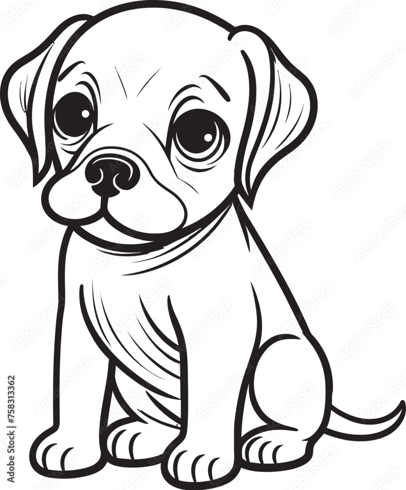 Fototapeta premium Expressive Pug Illustration: Playful Black Logo Vector Bold Pug Symbol: Stylish Vector Icon for Dog Enthusiasts