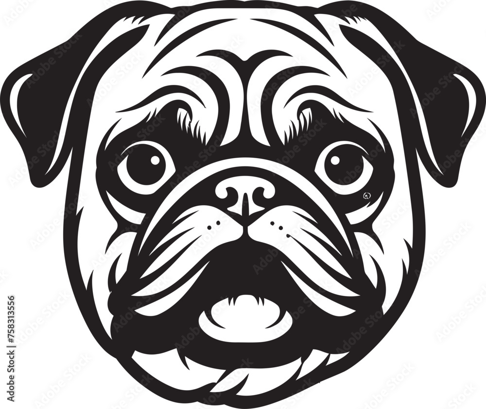 Elegant Pug Silhouette: Dynamic Black Vector Illustration Lovable Pug Symbol: Adorable Vector Icon Design Elegant Pug Silhouette: Dynamic Black Vector Illustration Lovable Pug Symbol: Adorable Vector Icon Design