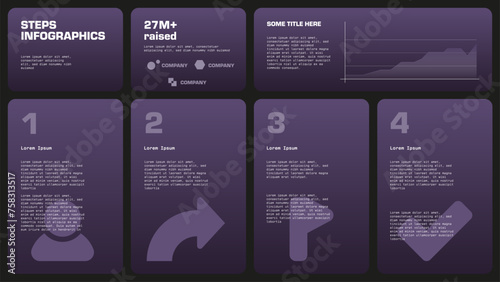 Business infographics with steps and presentation. Project presentation vector template.