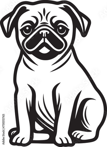"Pug Pals Unleashed: Playful Black Logo with Cartoon Pug" "Pug's Playground: Charming Dog Icon in Vector Black"