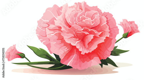 Flat icon A beautiful pink carnation with layered p
