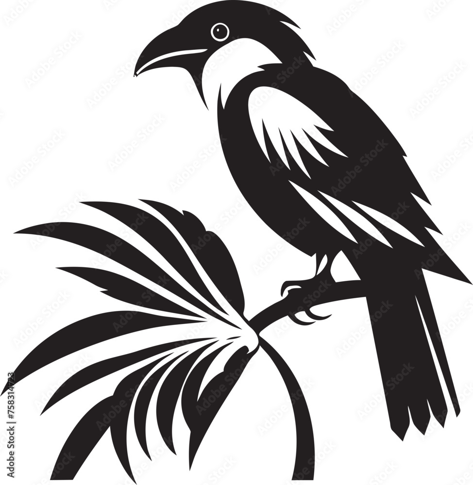 Vibrant Plumage Symphony: Perched on Branch Vector Icon Design Tropical Tranquility: Avian Beauty Black Logo Vector Vibrant Plumage Symphony: Perched on Branch Vector Icon Design Tropical Tranquility: Avian Beauty Black Logo Vector