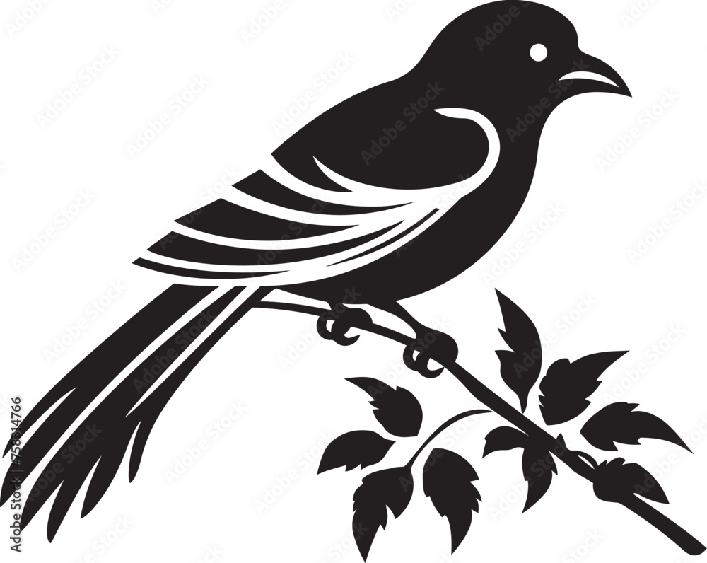 Paradise Plumage Elegance: Perched on Branch Vector Icon Design Whimsical Avian Delight: Tropical Bird Black Logo Vector Paradise Plumage Elegance: Perched on Branch Vector Icon Design Whimsical Avian Delight: Tropical Bird Black Logo Vector