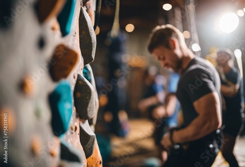 Group of People Climbing in an Indoor Gym
